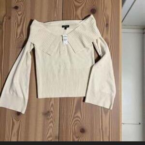 Express Cream Off-Shoulder Sweater